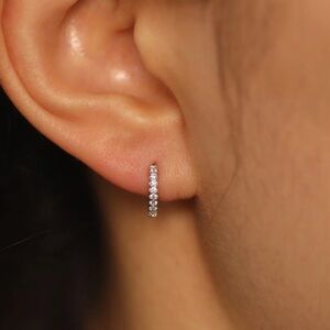 14k Gold with Diamonds 10 mm huggie earrings